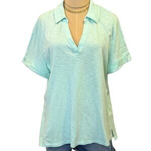 TALBOTS Mint Polo Shirt Top Cotton Women size XL Casual Classic